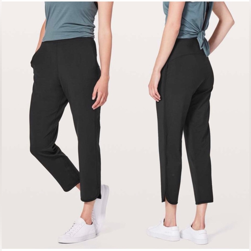 Lululemon Every Moment Pant *26" Black French Terry Travel Lounge Size 2